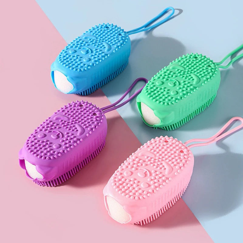 Silicone Body Scrubber Shower Exfoliating Scrub Sponge Bubble Bath Brush Massager Skin Cleaner Cleaning