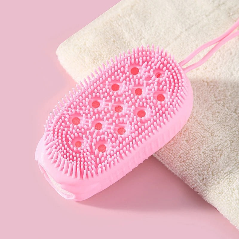 Silicone Body Scrubber Shower Exfoliating Scrub Sponge Bubble Bath Brush Massager Skin Cleaner Cleaning